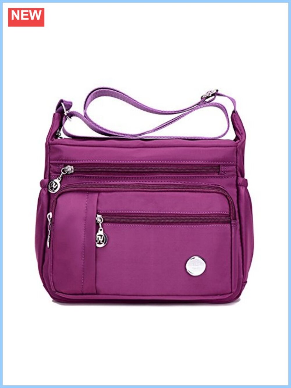 Nylon Crossbody Shoulder Bag Messenger Travel Handbag with 11 Pockets